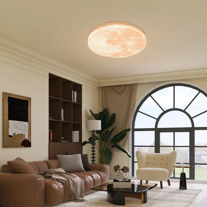 Minimalist LED Ceiling Light Moon Surface Round Back