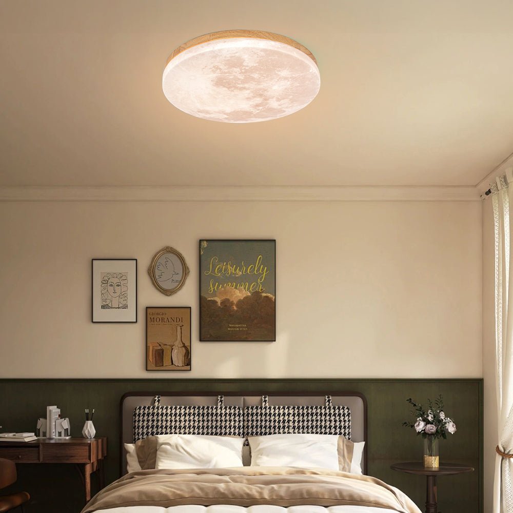 Minimalist LED Ceiling Light Moon Surface Round Detail