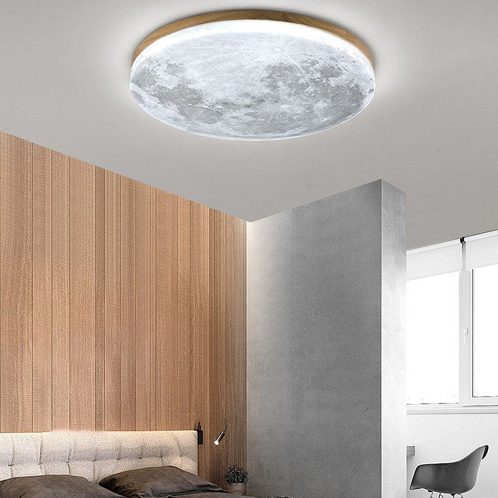 Minimalist LED Ceiling Light Moon Surface Round Front