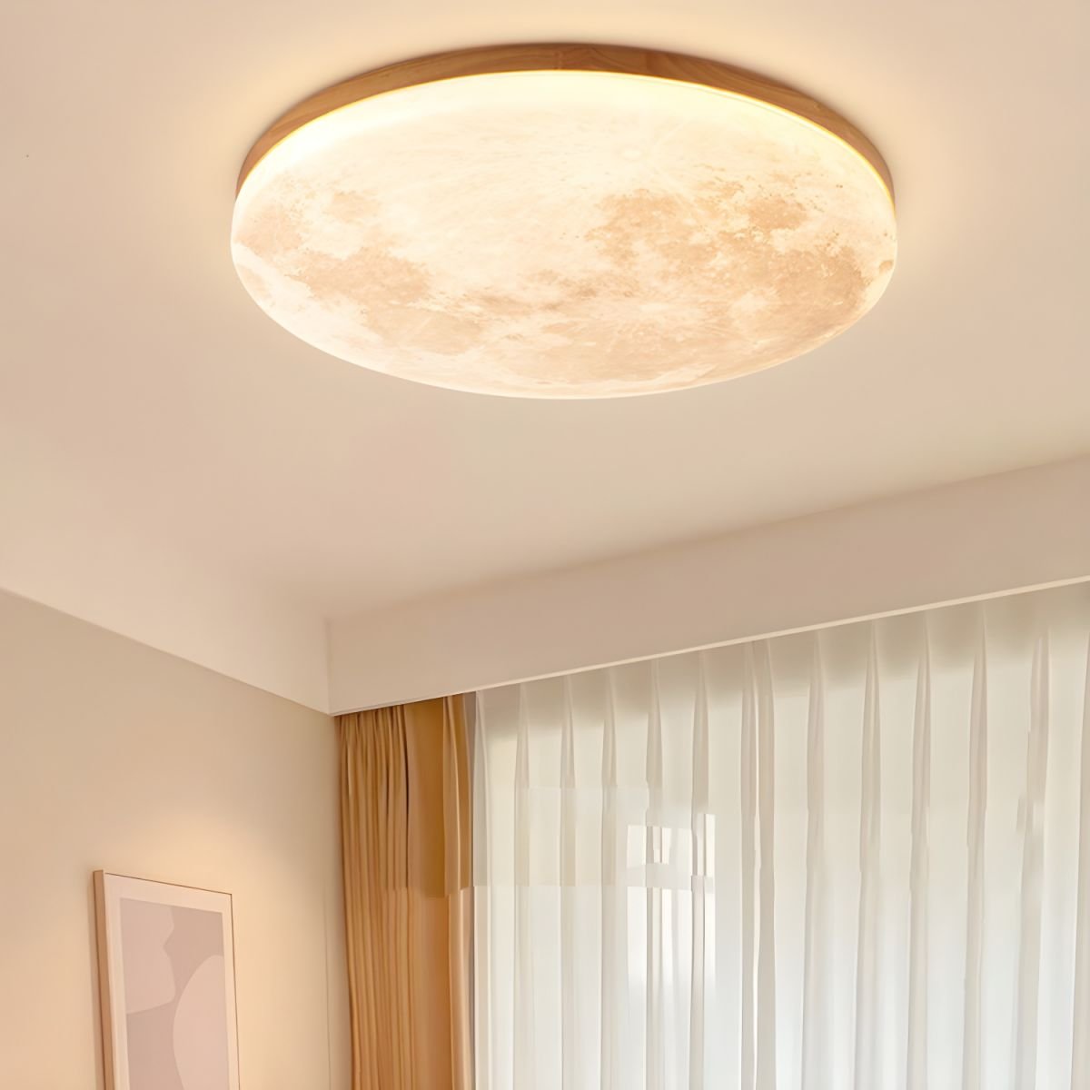 Minimalist LED Ceiling Light Moon Surface Round Hero