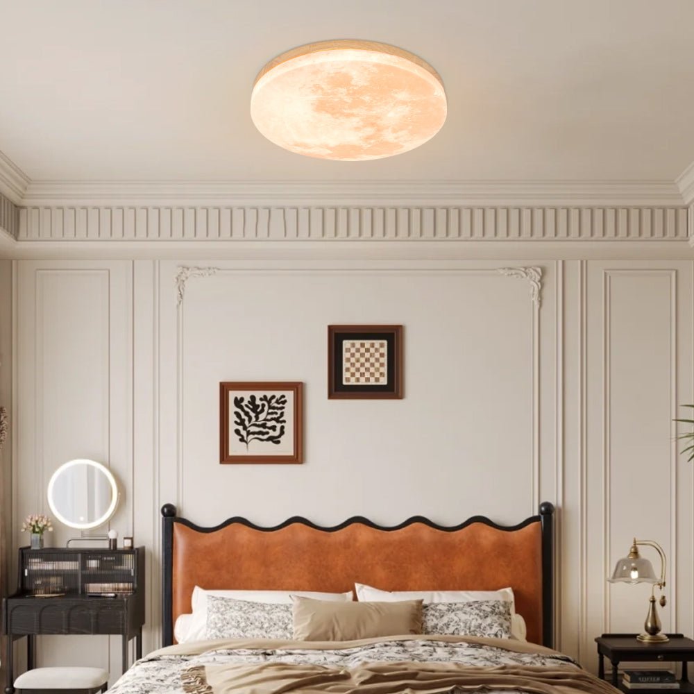 Minimalist LED Ceiling Light Moon Surface Round Side