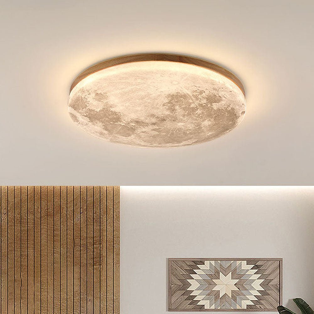 Minimalist LED Ceiling Light Moon Surface Round View 11
