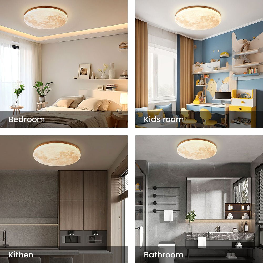 Minimalist LED Ceiling Light Moon Surface Round View 12