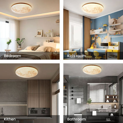Minimalist LED Ceiling Light Moon Surface Round View 12
