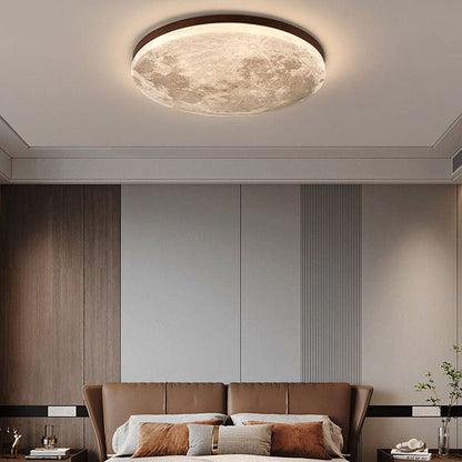 Minimalist LED Ceiling Light Moon Surface Round View 16