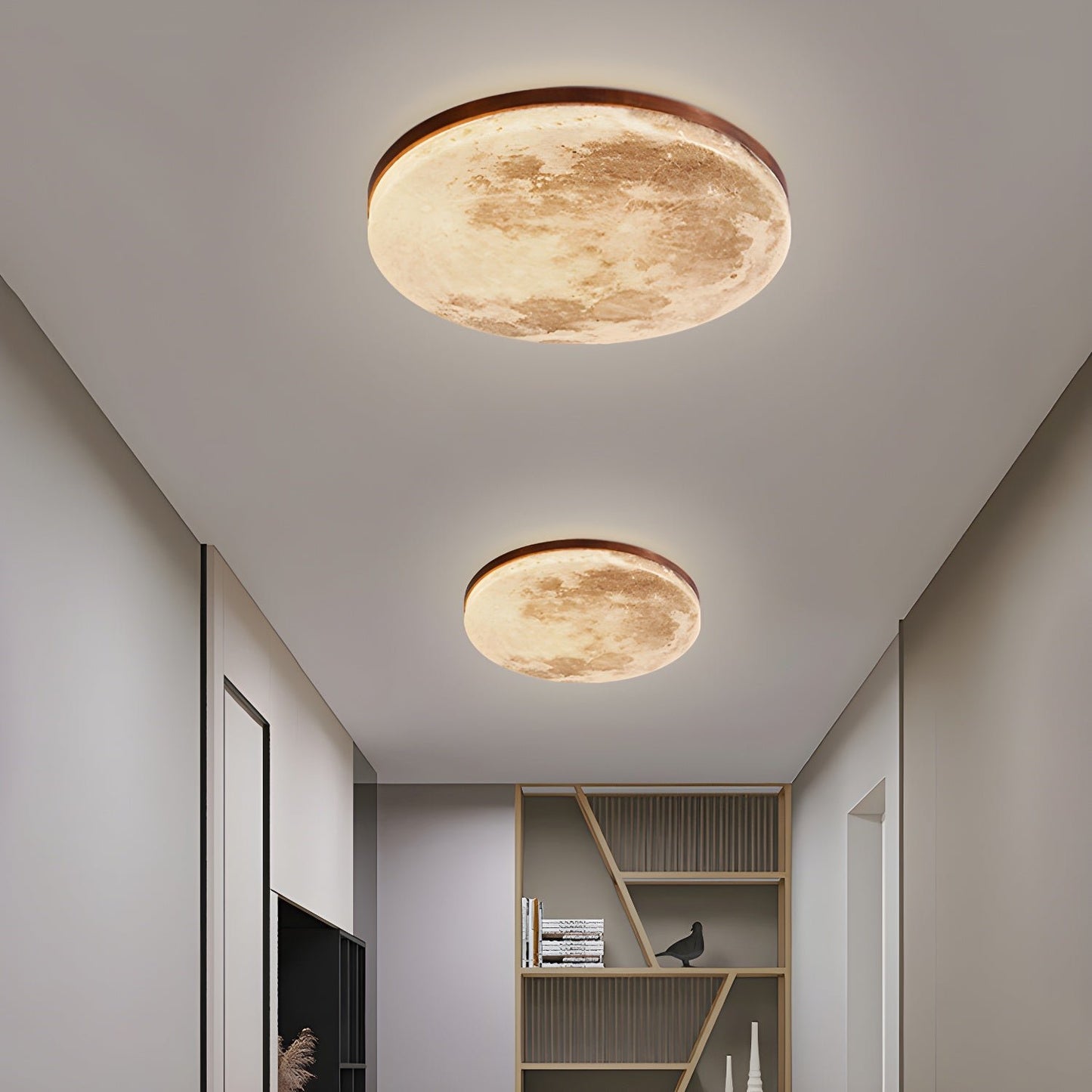 Minimalist LED Ceiling Light Moon Surface Round View 17