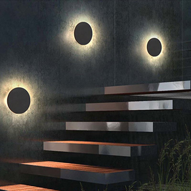 Minimalist LED Outdoor Wall Lamp Flush Disc Detail