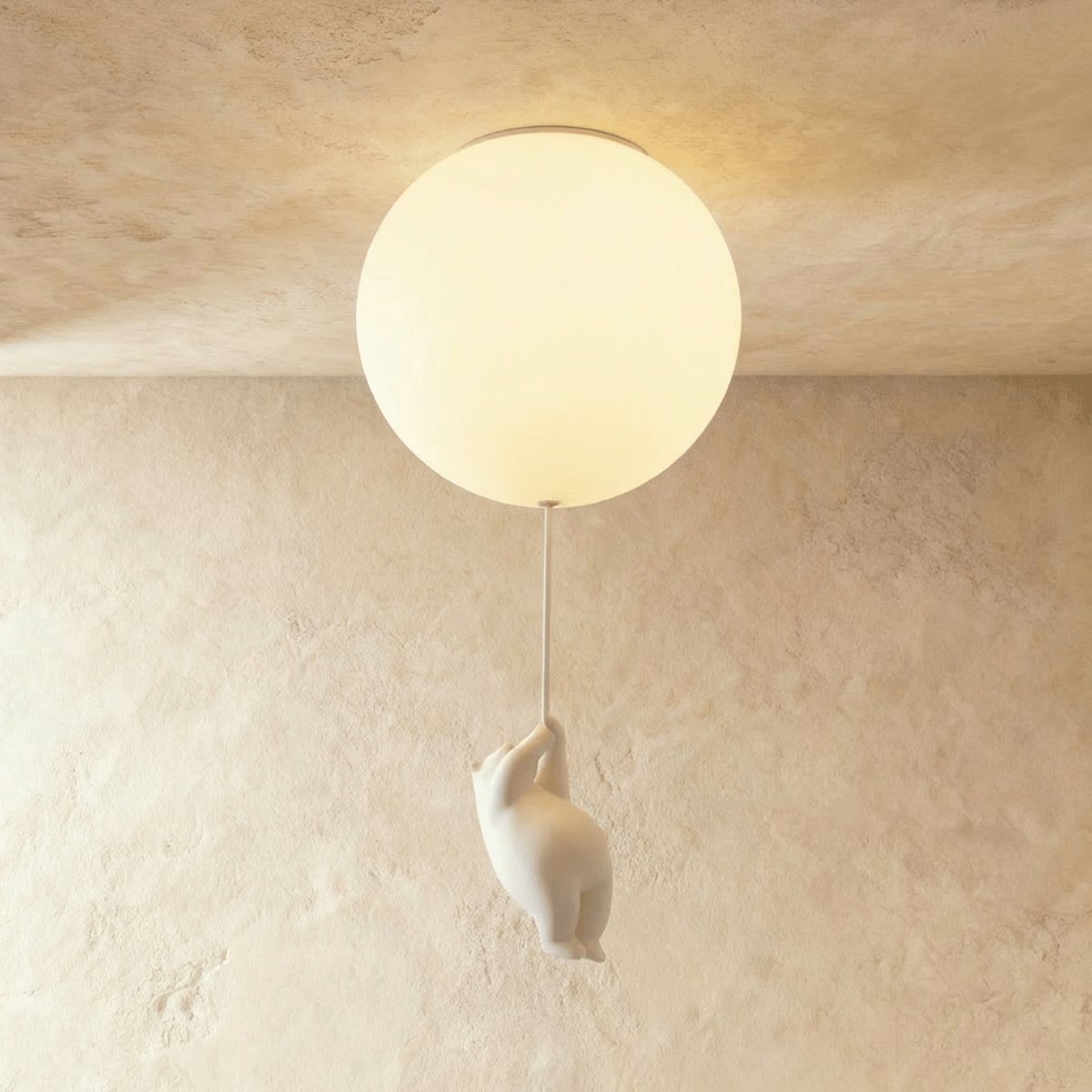 Minimalist Metal Ceiling Light Bear Figurine Angle