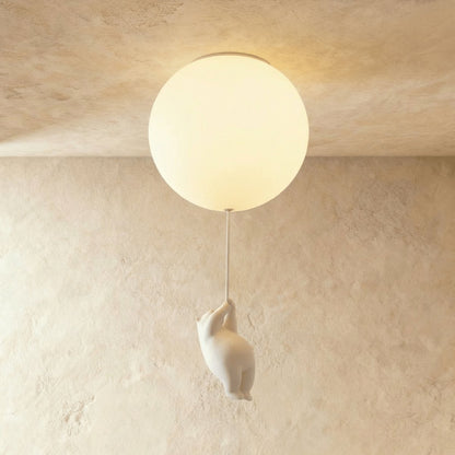 Minimalist Metal Ceiling Light Bear Figurine Angle