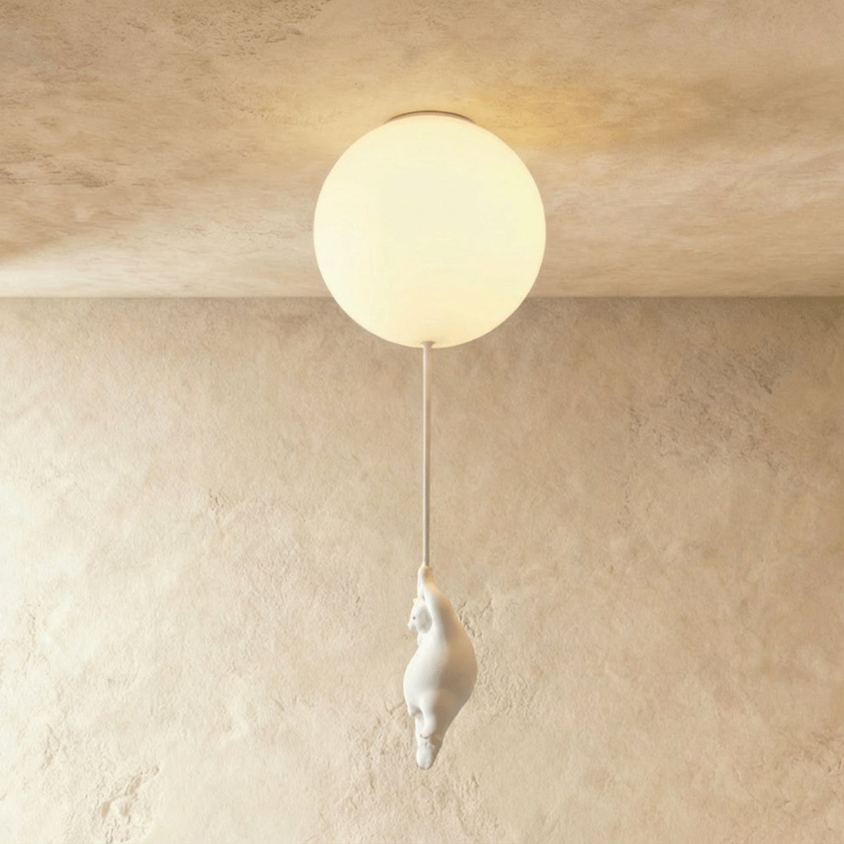 Minimalist Metal Ceiling Light Bear Figurine Back