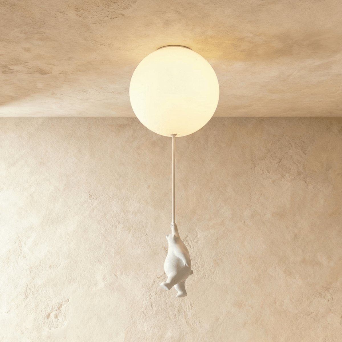 Minimalist Metal Ceiling Light Bear Figurine Detail