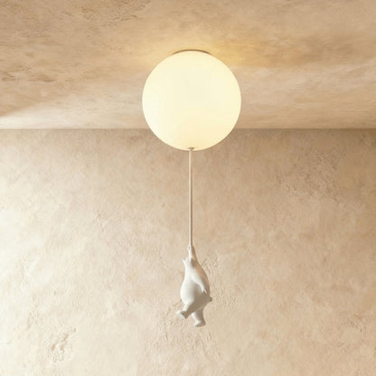 Minimalist Metal Ceiling Light Bear Figurine Detail