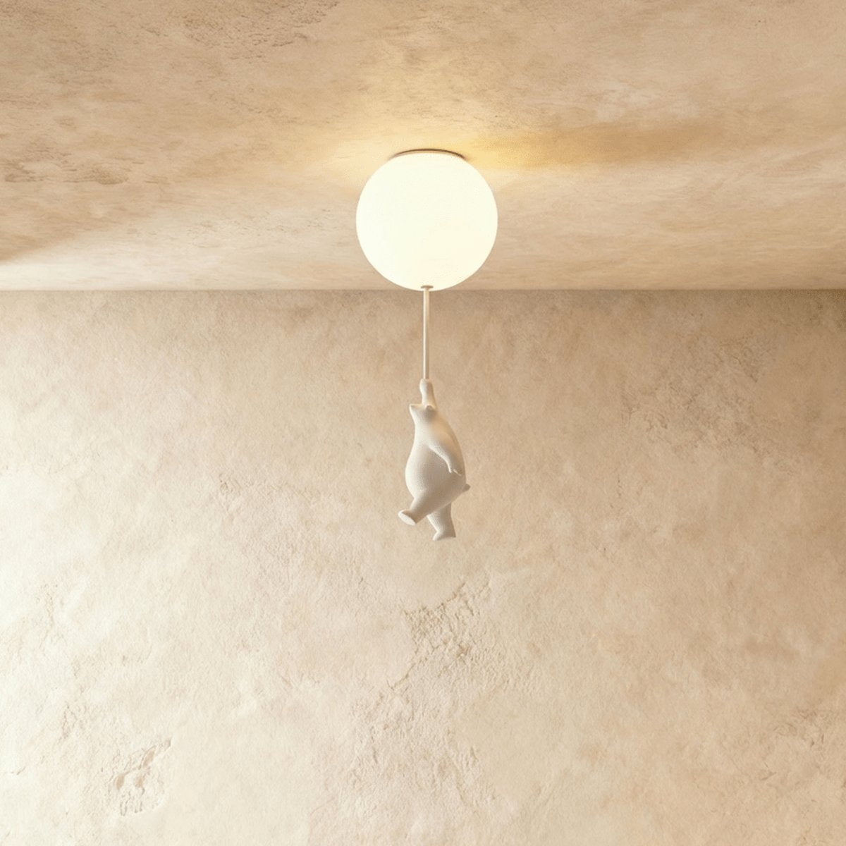 Minimalist Metal Ceiling Light Bear Figurine Full