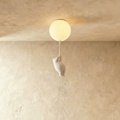 Minimalist Metal Ceiling Light Bear Figurine Hero