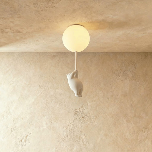 Minimalist Metal Ceiling Light Bear Figurine Hero