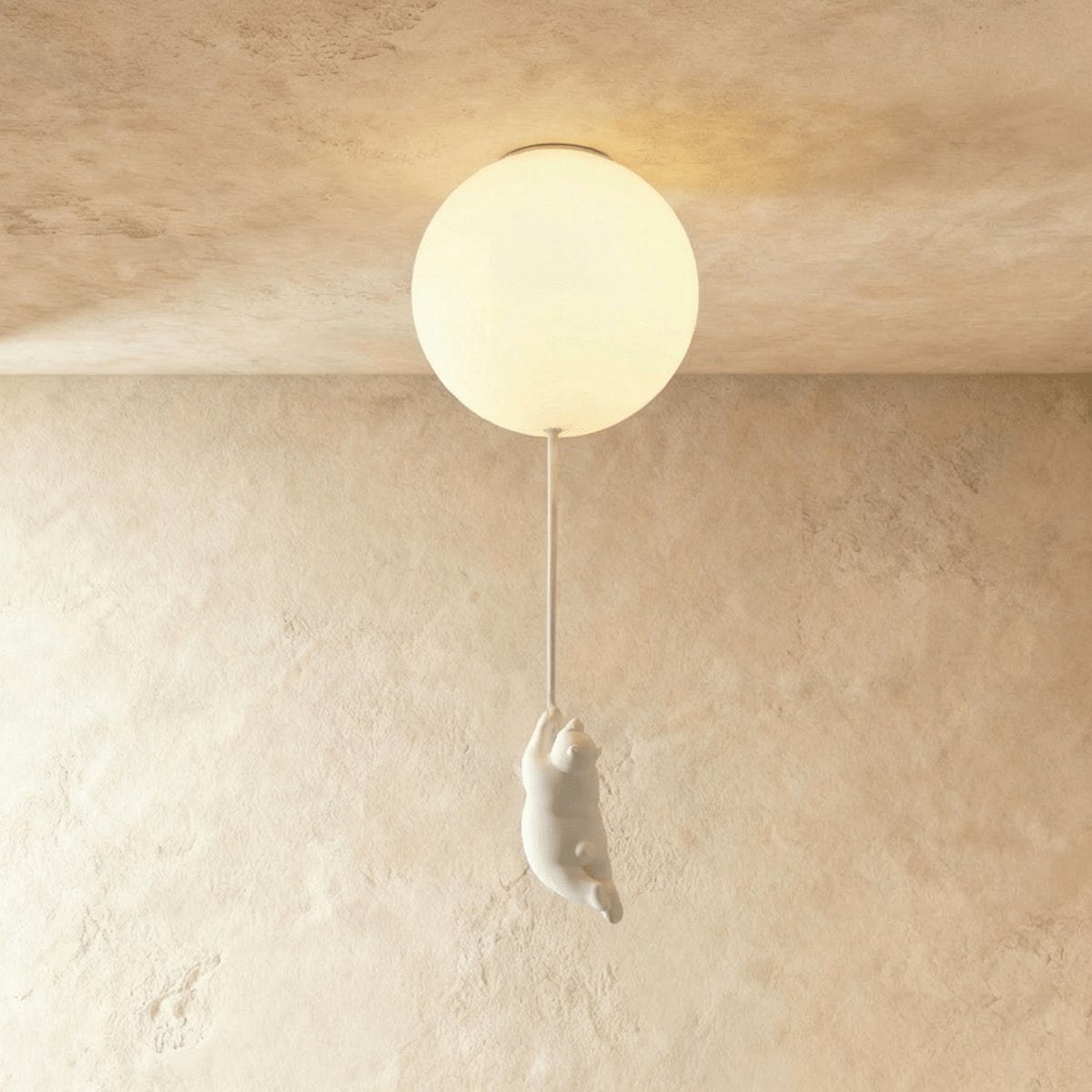 Minimalist Metal Ceiling Light Bear Figurine Side
