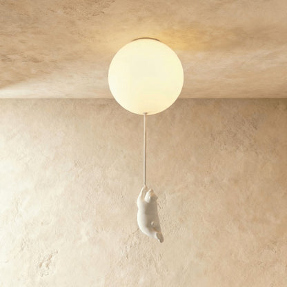Minimalist Metal Ceiling Light Bear Figurine Side
