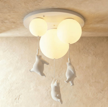 Minimalist Metal Ceiling Light Bear Figurine View 24
