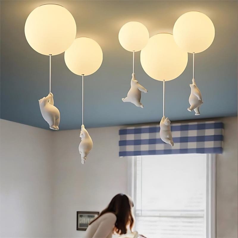 Minimalist Metal Ceiling Light Bear Figurine View 25