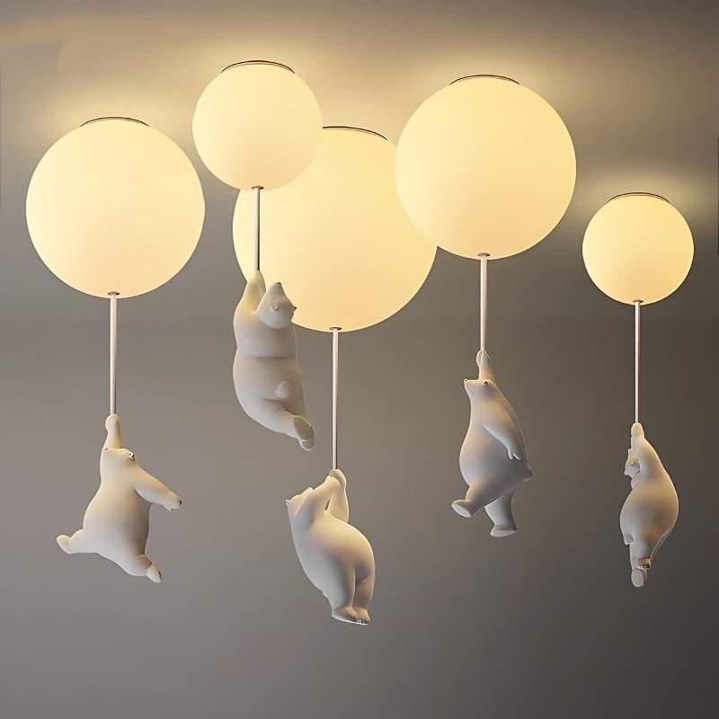 Minimalist Metal Ceiling Light Bear Figurine View 26
