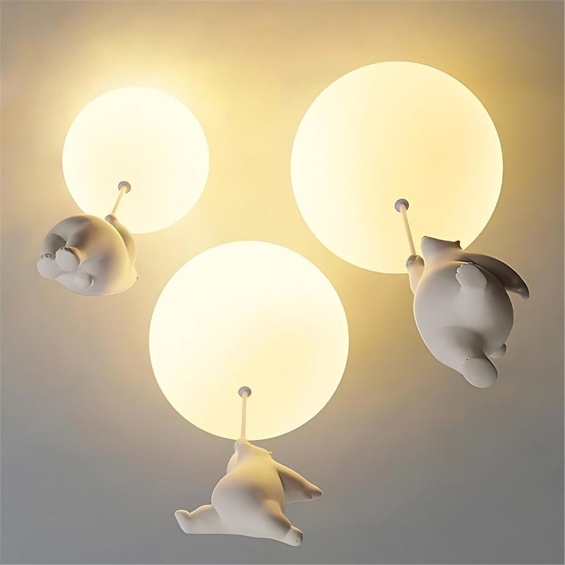 Minimalist Metal Ceiling Light Bear Figurine View 27