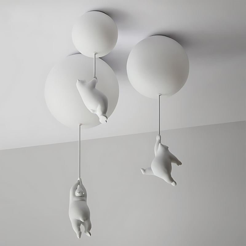Minimalist Metal Ceiling Light Bear Figurine View 28