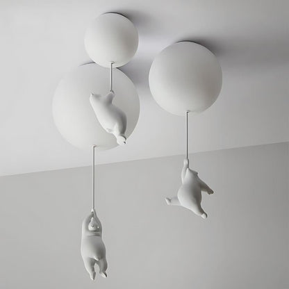 Minimalist Metal Ceiling Light Bear Figurine View 28