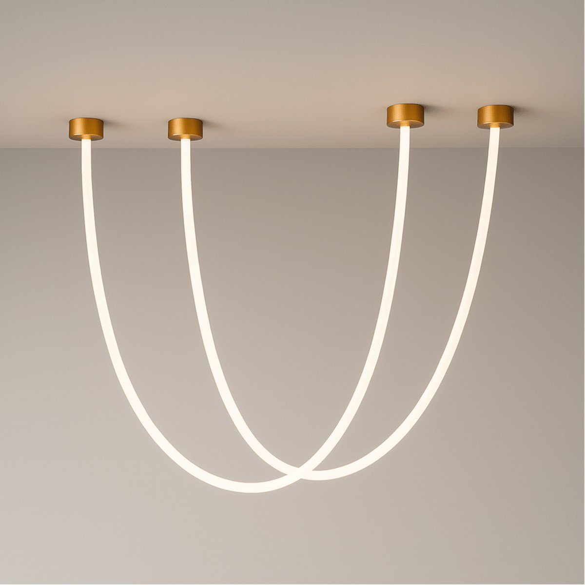 Minimalist Metal Chandelier Looping Suspended Tube LED Angle