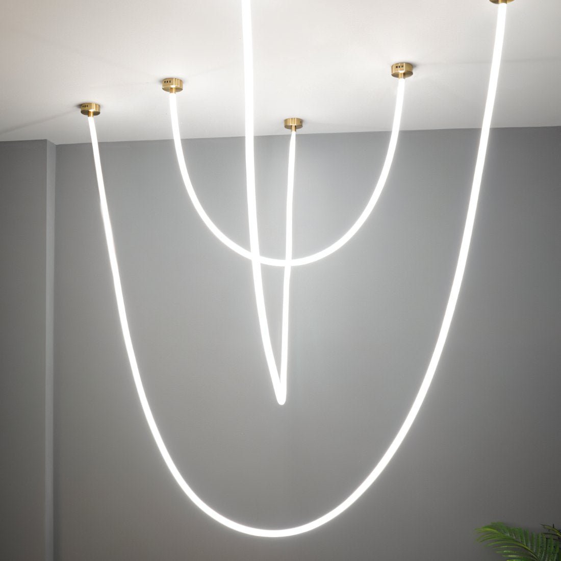 Minimalist Metal Chandelier Looping Suspended Tube LED Back