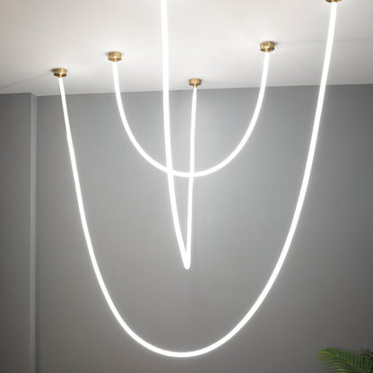 Minimalist Metal Chandelier Looping Suspended Tube LED Back