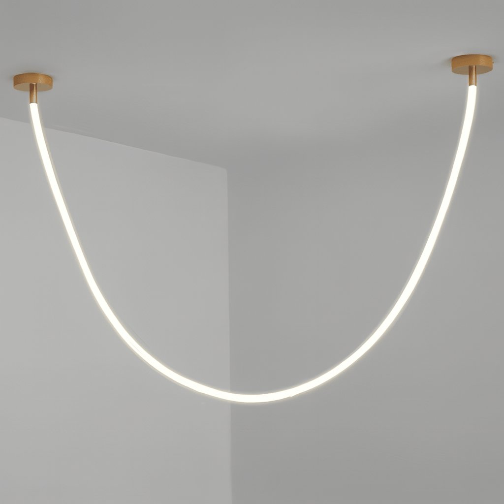Minimalist Metal Chandelier Looping Suspended Tube LED Close Up
