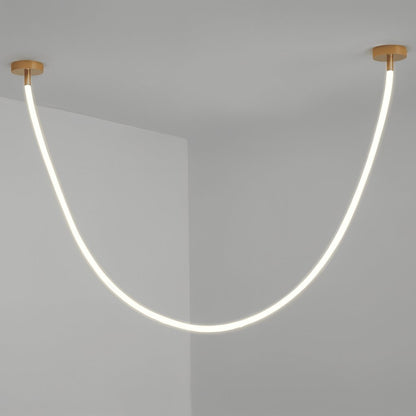Minimalist Metal Chandelier Looping Suspended Tube LED Close Up