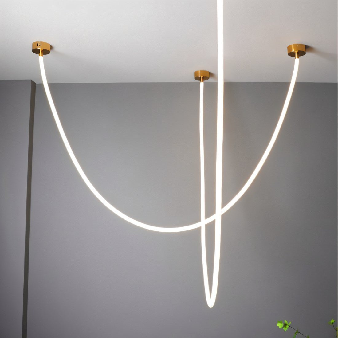 Minimalist Metal Chandelier Looping Suspended Tube LED Detail