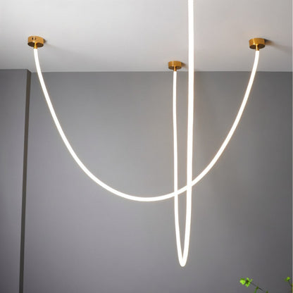 Minimalist Metal Chandelier Looping Suspended Tube LED Detail