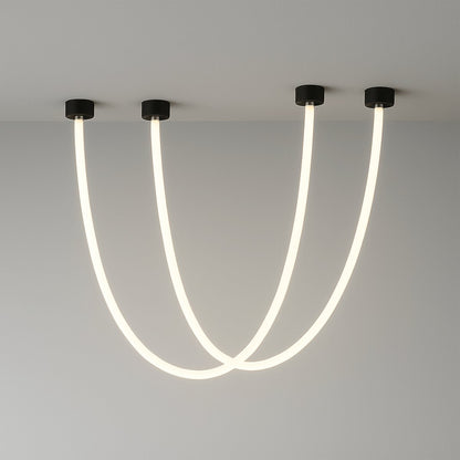 Minimalist Metal Chandelier Looping Suspended Tube LED Front
