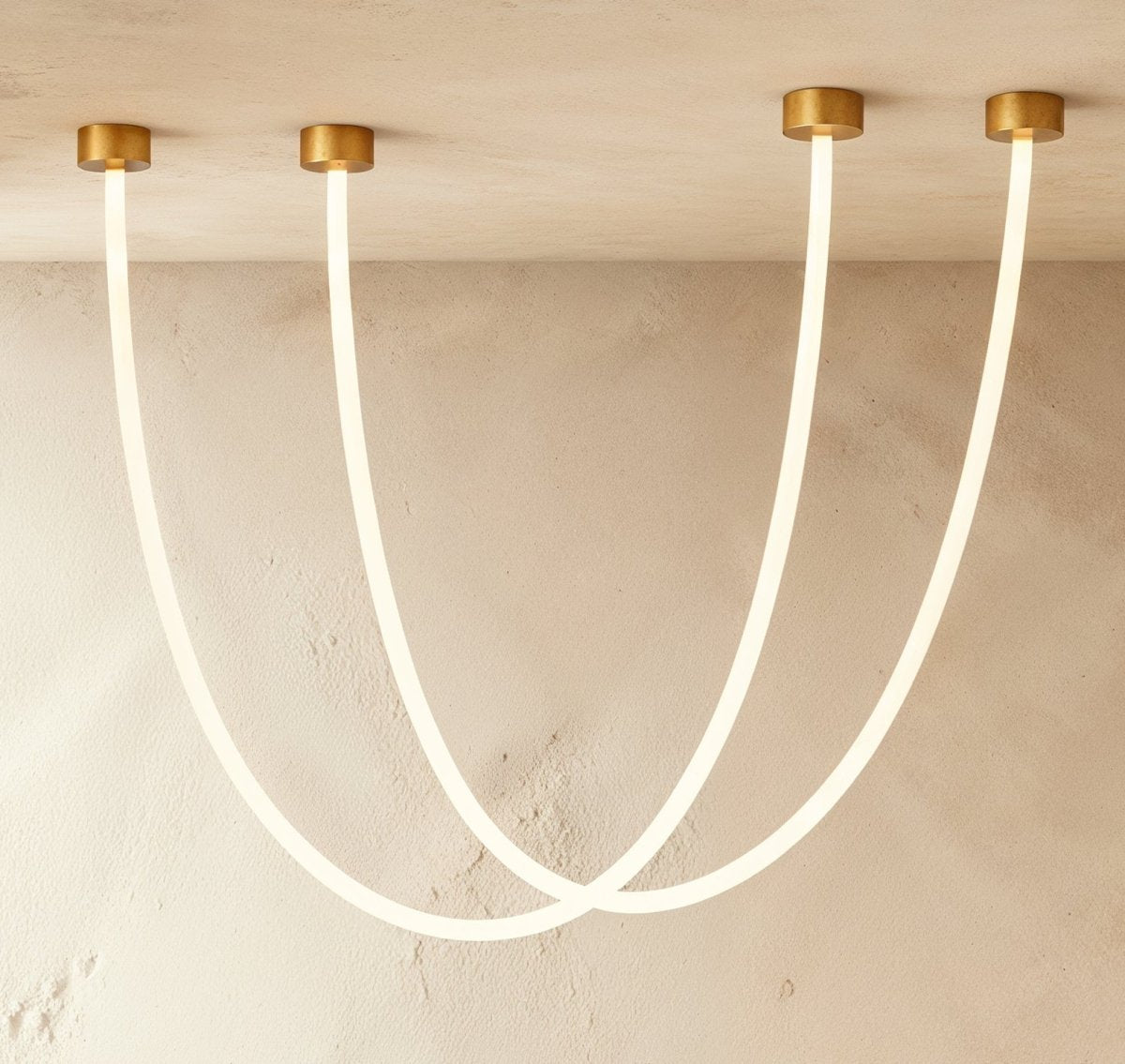 Minimalist Metal Chandelier Looping Suspended Tube LED Hero