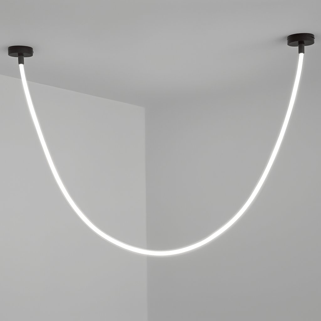Minimalist Metal Chandelier Looping Suspended Tube LED Lifestyle