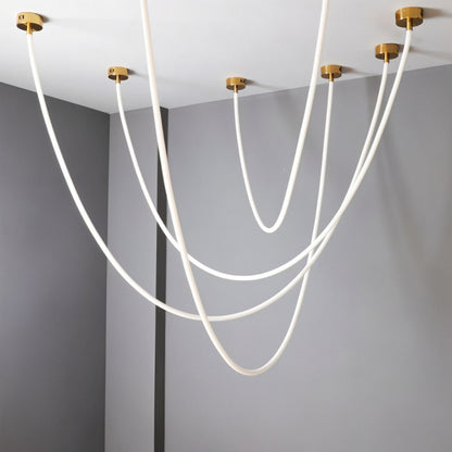 Minimalist Metal Chandelier Looping Suspended Tube LED Side