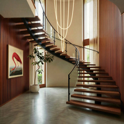 Minimalist Metal Chandelier Looping Suspended Tube LED View 11