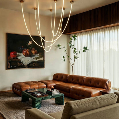 Minimalist Metal Chandelier Looping Suspended Tube LED View 13