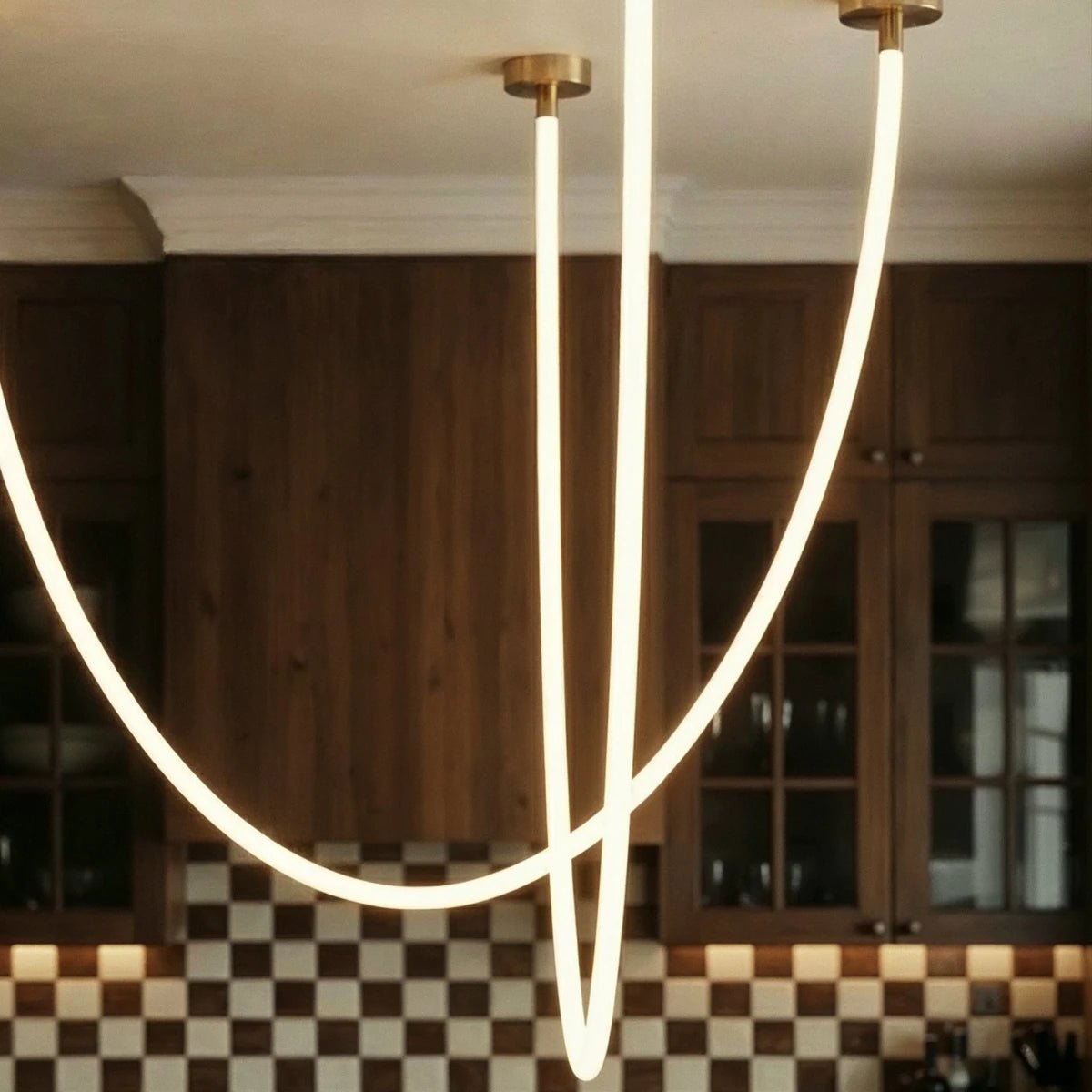 Minimalist Metal Chandelier Looping Suspended Tube LED View 15