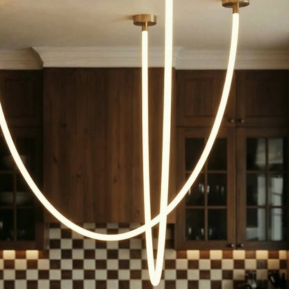 Minimalist Metal Chandelier Looping Suspended Tube LED View 15