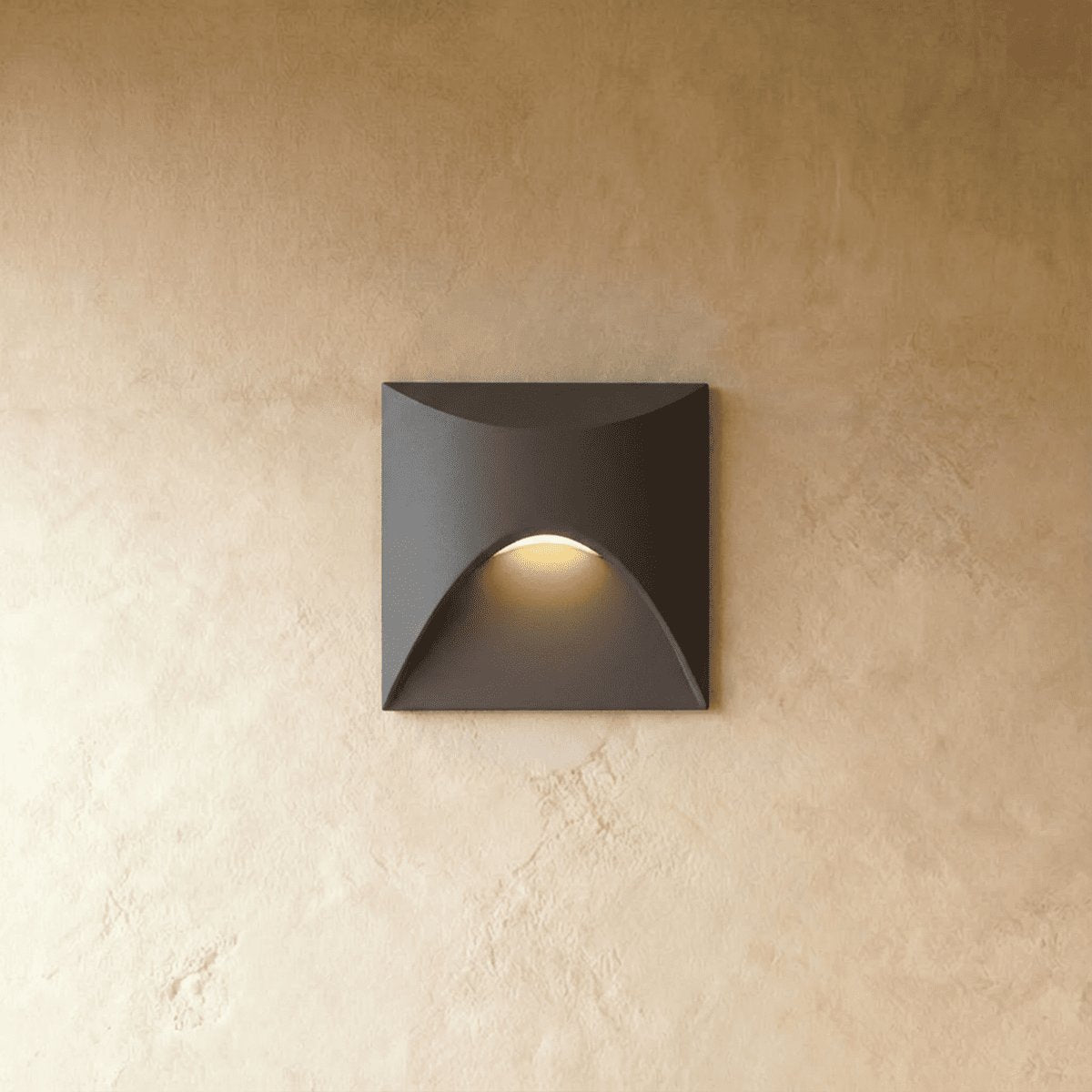 Minimalist Metal Recessed Stair Light Curved Cutout LED Close Up