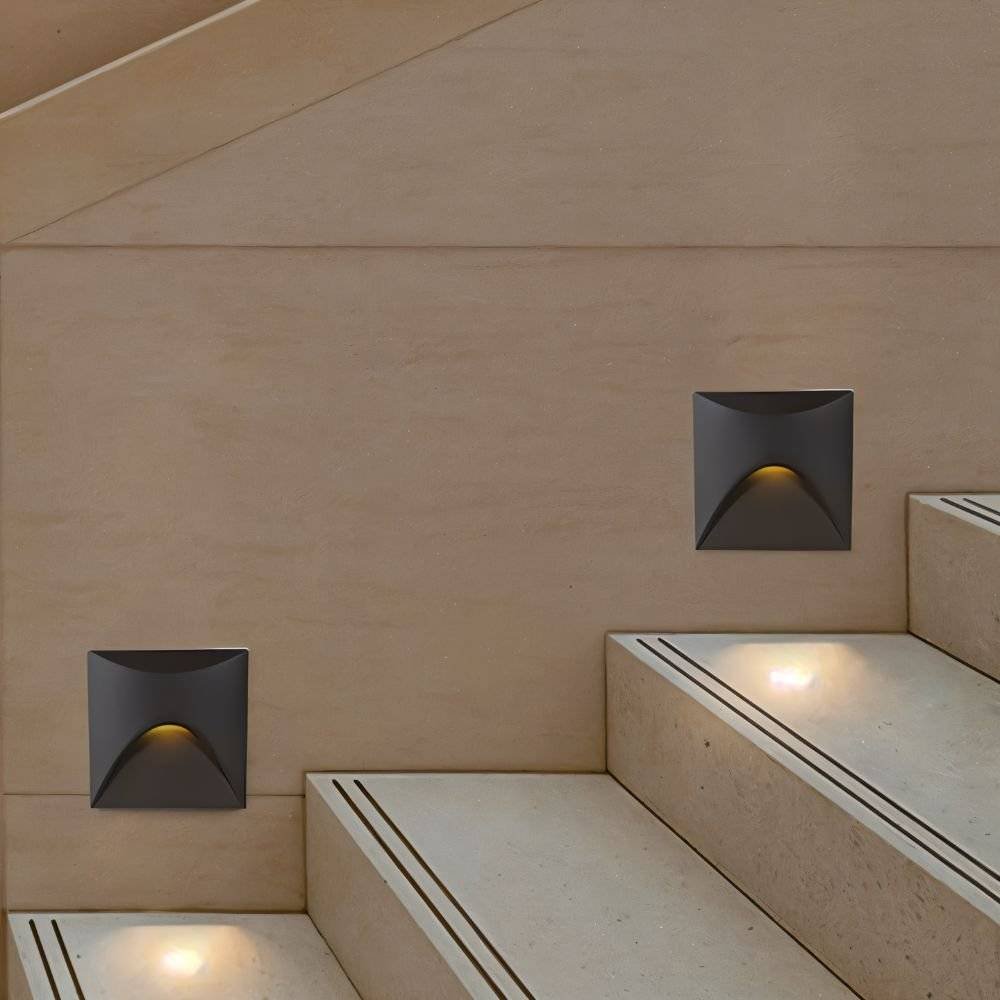 Minimalist Metal Recessed Stair Light Curved Cutout LED View 11
