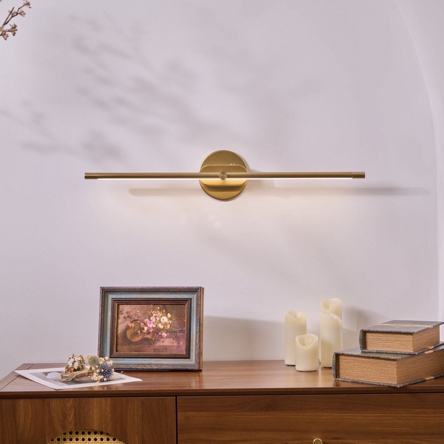 Minimalist Metal Wall Lamp Rechargeable Pivoting Lifestyle