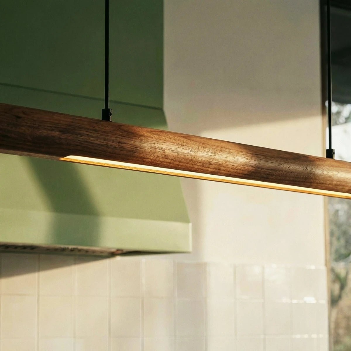 Minimalist Wood Pendant Light Tapered Bar LED Alternate