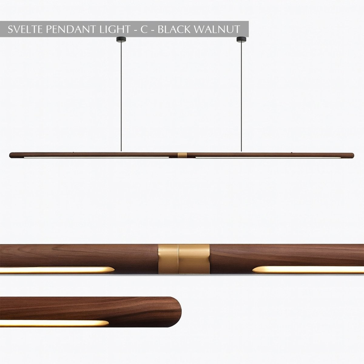 Minimalist Wood Pendant Light Tapered Bar LED Angle