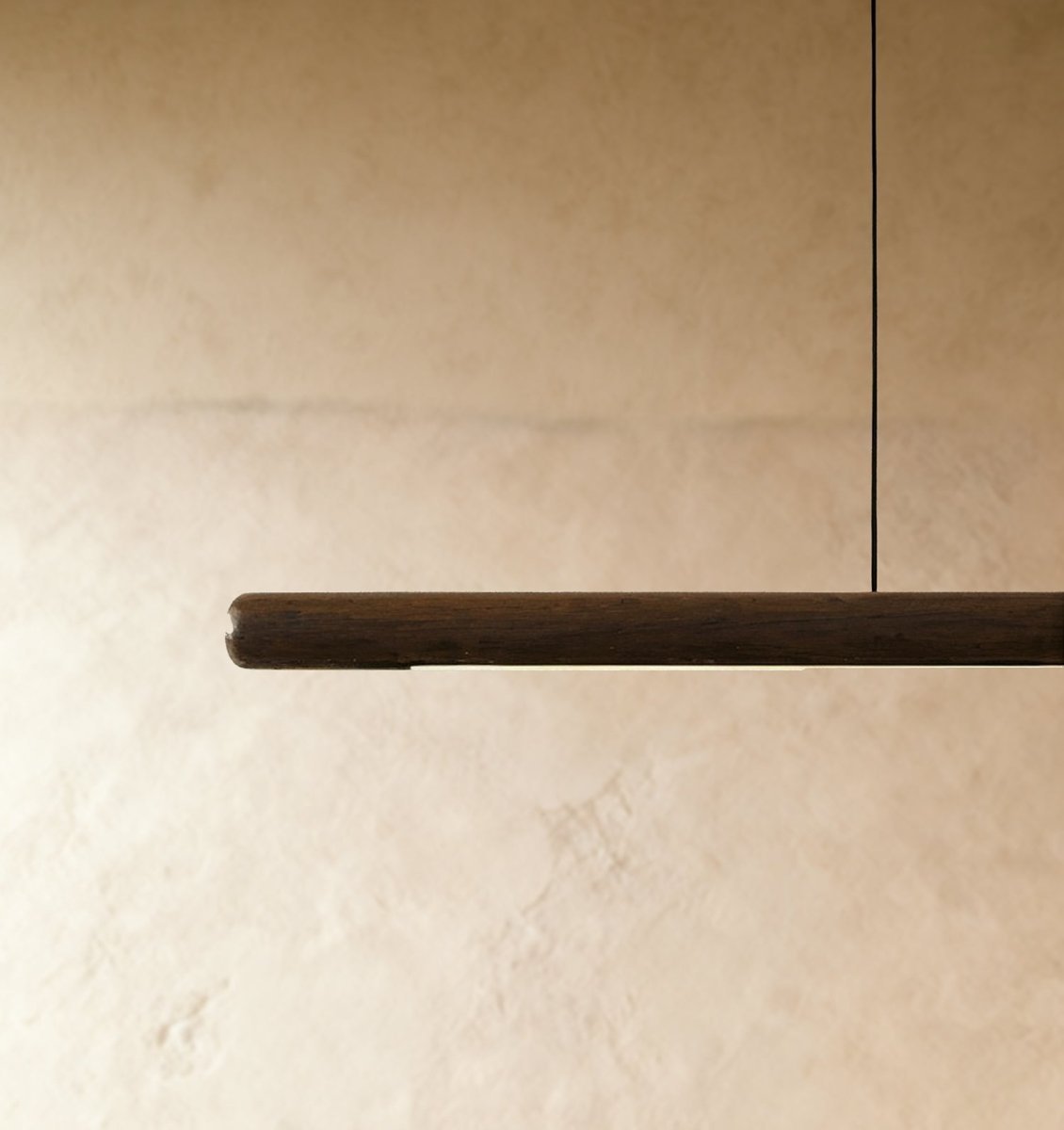Minimalist Wood Pendant Light Tapered Bar LED Back