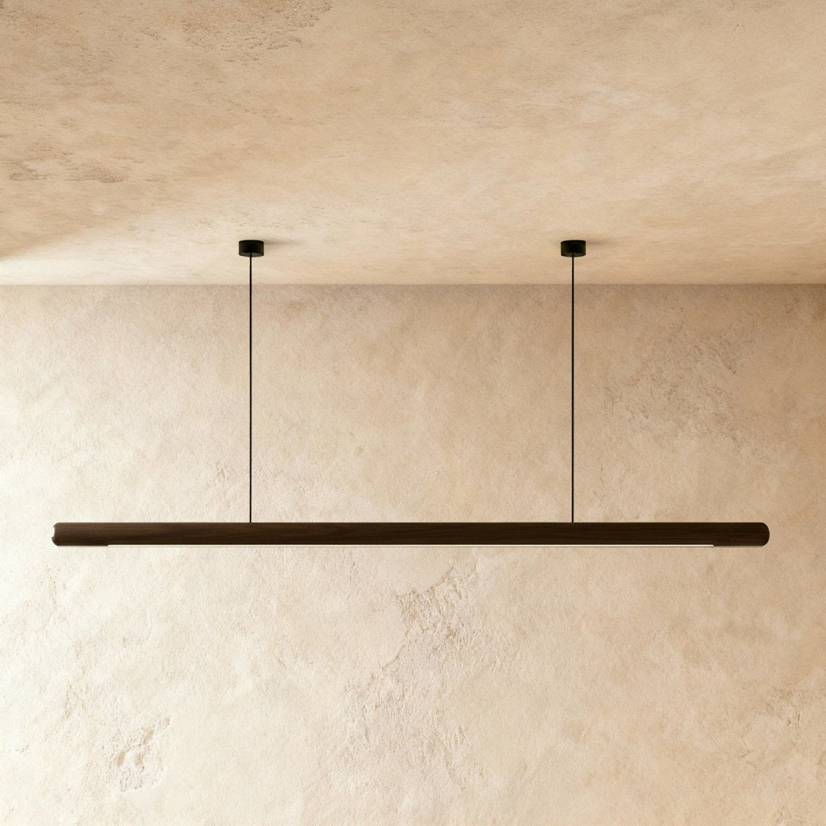 Minimalist Wood Pendant Light Tapered Bar LED Detail