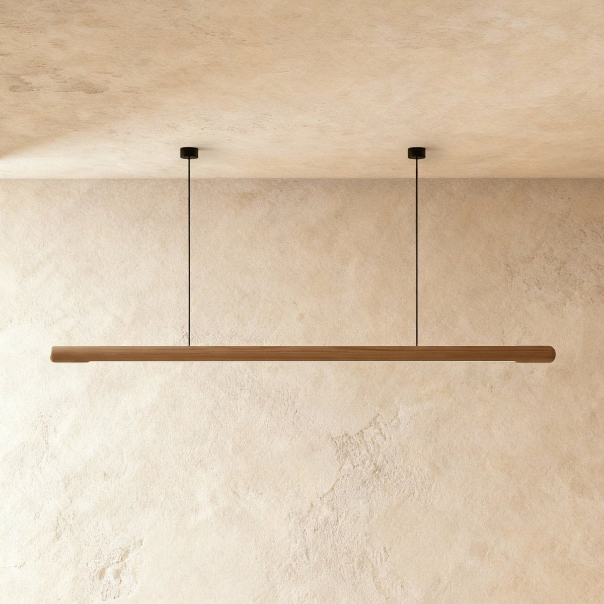 Minimalist Wood Pendant Light Tapered Bar LED Front